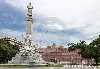 Colon Monument and Casa Rosada Stock Photo