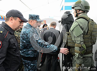 Colonel-General of the Police, Deputy Minister of the Interior of the Russian Federation Arkady Gostev at the International Salon Editorial Stock Photo