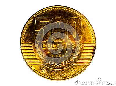 500 Colones Magnetic coin. Bank of Costa Rica. Obverse, 2007 Stock Photo