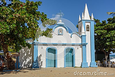 Colonial church of mainly square in the Praia do Forte beach, Brazil Editorial Stock Photo
