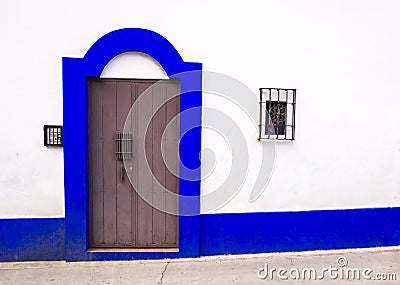 Colonial door in San Cristobal de las Casas, Chiapas, Mexico Stock Photo