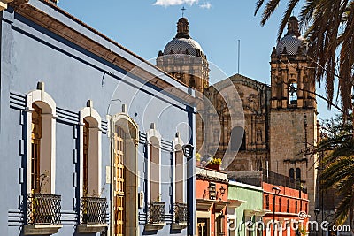 Colonial facades in the historic centre of Oaxaca Stock Photo