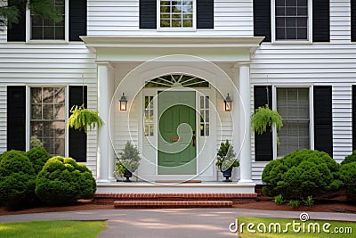 colonial house with central front door and sidelights Stock Photo