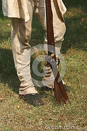 Colonial Militiaman--Revolutionary War Reenactment Stock Photo