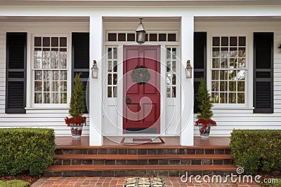 colonial style house with decorative central front door Stock Photo