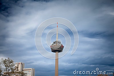Colonius tower in Cologne, Germany, during a cloudy afternooon. Editorial Stock Photo