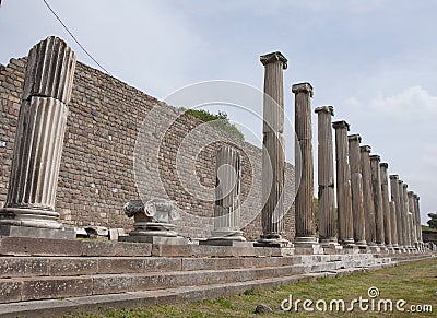 Colonnade in Asklepion,Peragmon,Bergama,Turkey Stock Photo