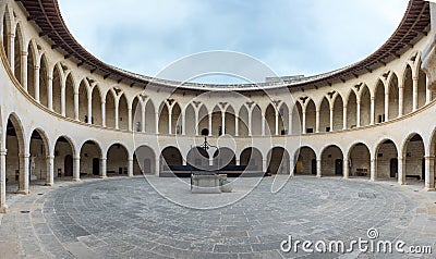 Colonnade of Bellver castle, Palma of Mallorca, Spain Stock Photo