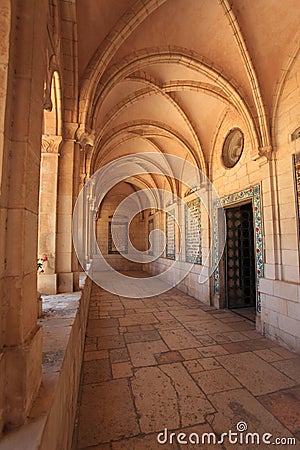 Colonnade of the Church of the Pater Noster Stock Photo