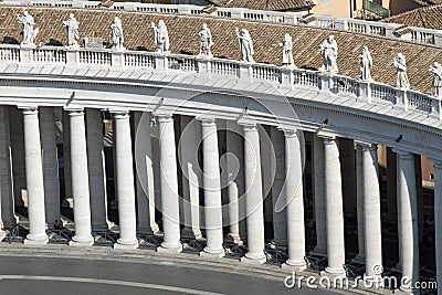 Colonnade designed by architect BERNINI in St. Peter's square in Editorial Stock Photo