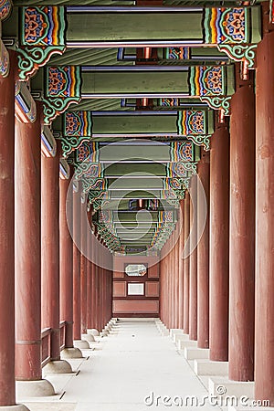 Colonnade At The Gyeongbok Royal Palace Stock Photo