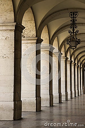 Colonnade in Lisbon, Portugal. Stock Photo