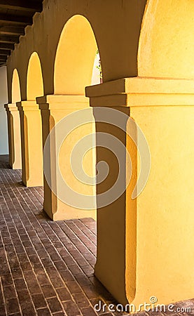 Colonnade at Mission Tumacacori Stock Photo