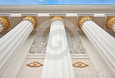 Colonnade of Pavilion N 1, Central, at the Exhibition of Achievements of the National Economy, VDNKh, architectural parts Editorial Stock Photo