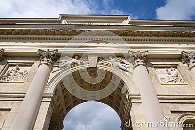 Colonnade Reistna classicist architecture detail, Lednice Valtice Moravia, Czech Republic Stock Photo