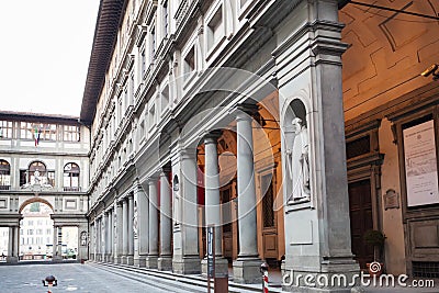Colonnade of Uffizi Gallery in Florence city Editorial Stock Photo