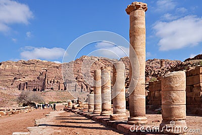 Colonnaded street in Petra, Jordan Editorial Stock Photo