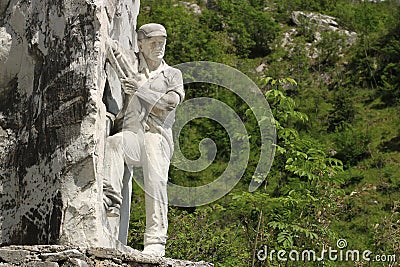 Monument to the tecchiaiolo quarryman to the Carrara marble quar Editorial Stock Photo