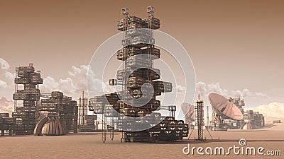 Colony on an arid planet Stock Photo