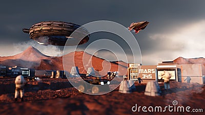 Colony of humans on a planet Stock Photo