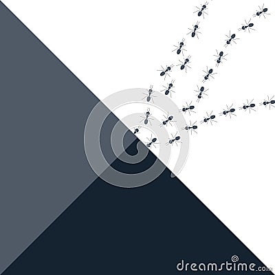 Colony of marching ants on abstract background Vector Illustration