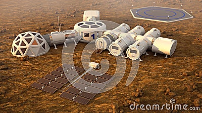 The colony on Mars. Autonomous life on Mars Stock Photo