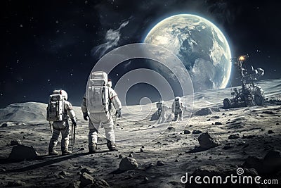 colony on the moon. generated with ai Stock Photo