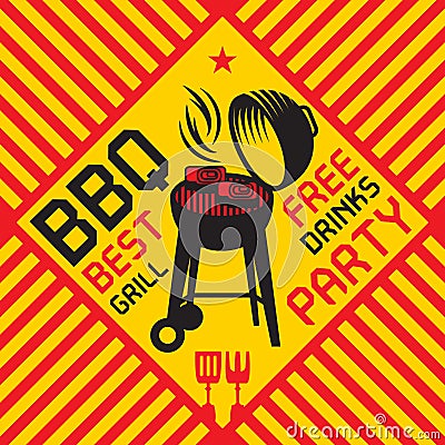 Color abstract illustration with Barbecue grill Vector Illustration