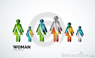 Color abstract logo woman icon Vector Illustration