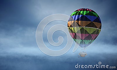 Air balloon in sky. Mixed media Stock Photo