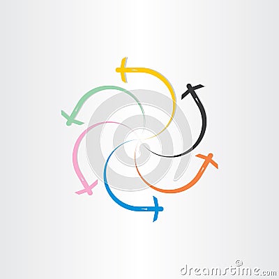 Color airport airplanes flying logo Vector Illustration