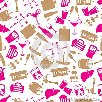 color alcohol icons seamless pattern Vector Illustration