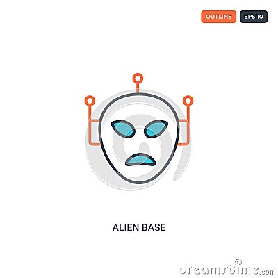 2 color alien base concept line vector icon. isolated two colored alien base outline icon with blue and red colors can be use for Vector Illustration