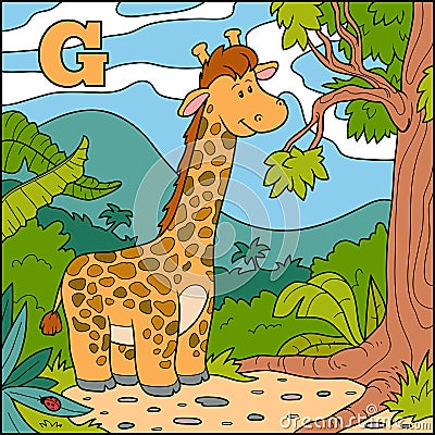 Color alphabet for children: letter G (giraffe) Vector Illustration