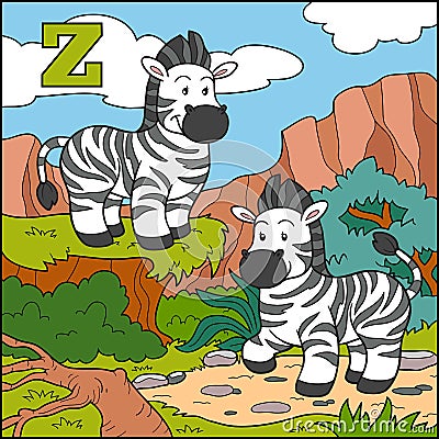 Color alphabet for children: letter Z (zebra) Vector Illustration