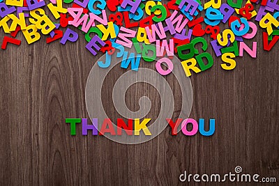 Color Alphabets with word Thank You Stock Photo