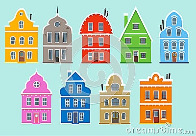 Color Apartment House Architectural outbuilding Construction houses Cartoon Illustration