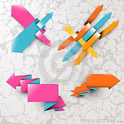 Color arrows on the textured background Vector Illustration