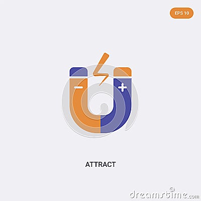 2 color attract concept vector icon. isolated two color attract vector sign symbol designed with blue and orange colors can be use Vector Illustration