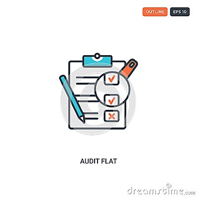 2 color Audit flat concept line vector icon. isolated two colored Audit flat outline icon with blue and red colors can be use for Vector Illustration