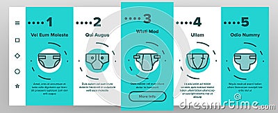 Color Baby Absorbent Diapers Vector Onboarding Vector Illustration