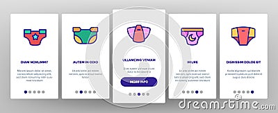 Color Baby Absorbent Diapers Vector Onboarding Vector Illustration