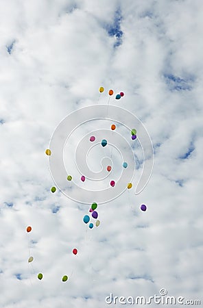 Color ballons flying up in to the sky Stock Photo