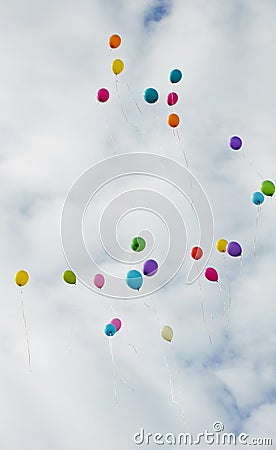 Color ballons flying up in to the sky Stock Photo