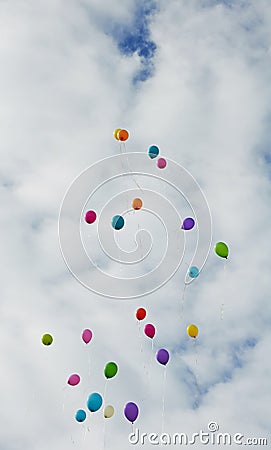 Color ballons flying up in to the sky Stock Photo