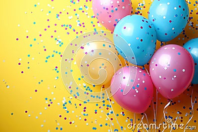 Multi Color Balloon Decor. AI Generative Stock Photo