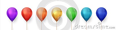 Color balloons. Realistic birthday and party flying glossy balloon collection, 3D decorative elements for posters Vector Illustration