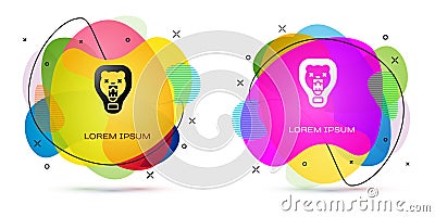 Color Bear head on shield icon isolated on white background. Hunting trophy on wall. Abstract banner with liquid shapes Vector Illustration