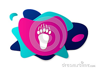 Color Bear paw footprint icon isolated on white background. Abstract banner with liquid shapes. Vector Vector Illustration