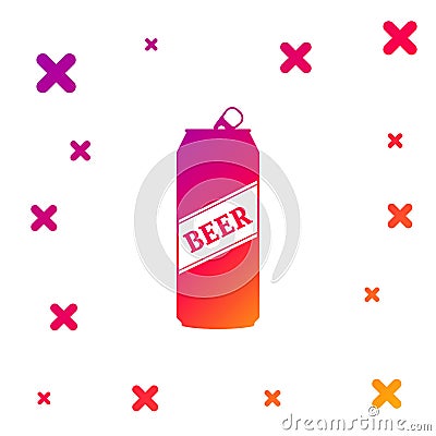 Color Beer can icon isolated on white background. Gradient random dynamic shapes. Vector Vector Illustration